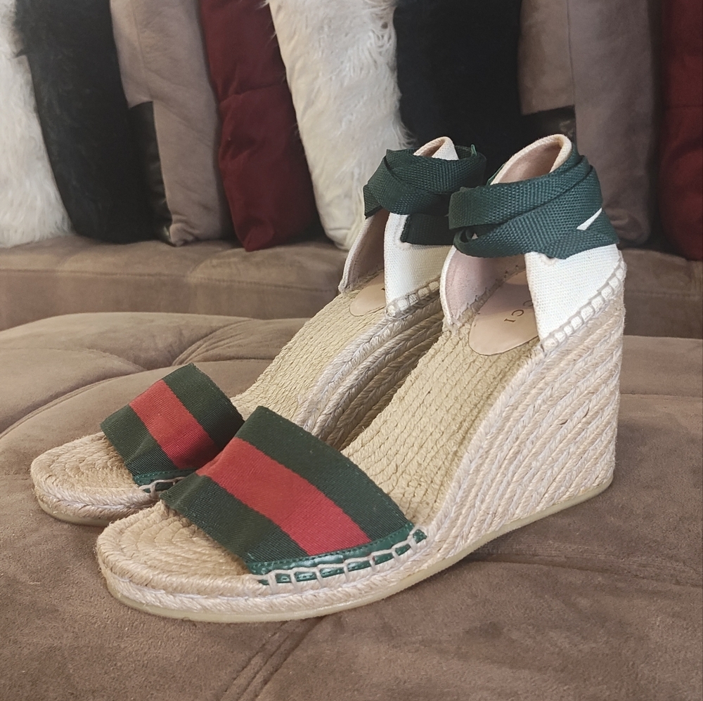 GUCCI WEB WEDGES